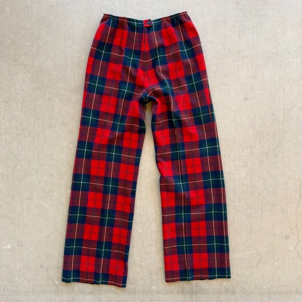 Vintage Pendleton Tartan Plaid Wool Pants USA Red Green Straight Leg Women's 12